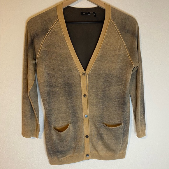 Jil Sander Navy 100% Silk Cardigan Brownn Ombre Size M - Picture 1 of 5